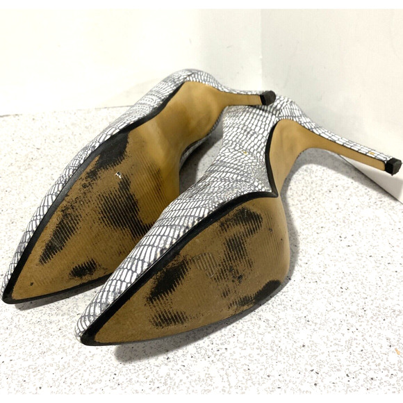 Banana Republic high heel pumps US size 9M white gray textured stilettos shoes - Picture 10 of 10